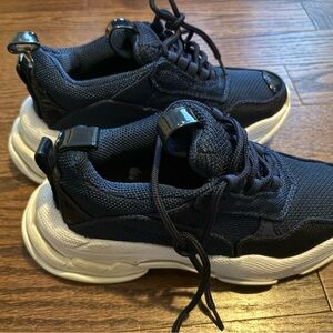 JEFFREY CAMPBELL Hotspot Mesh Navy Blue White Platform Sneakers